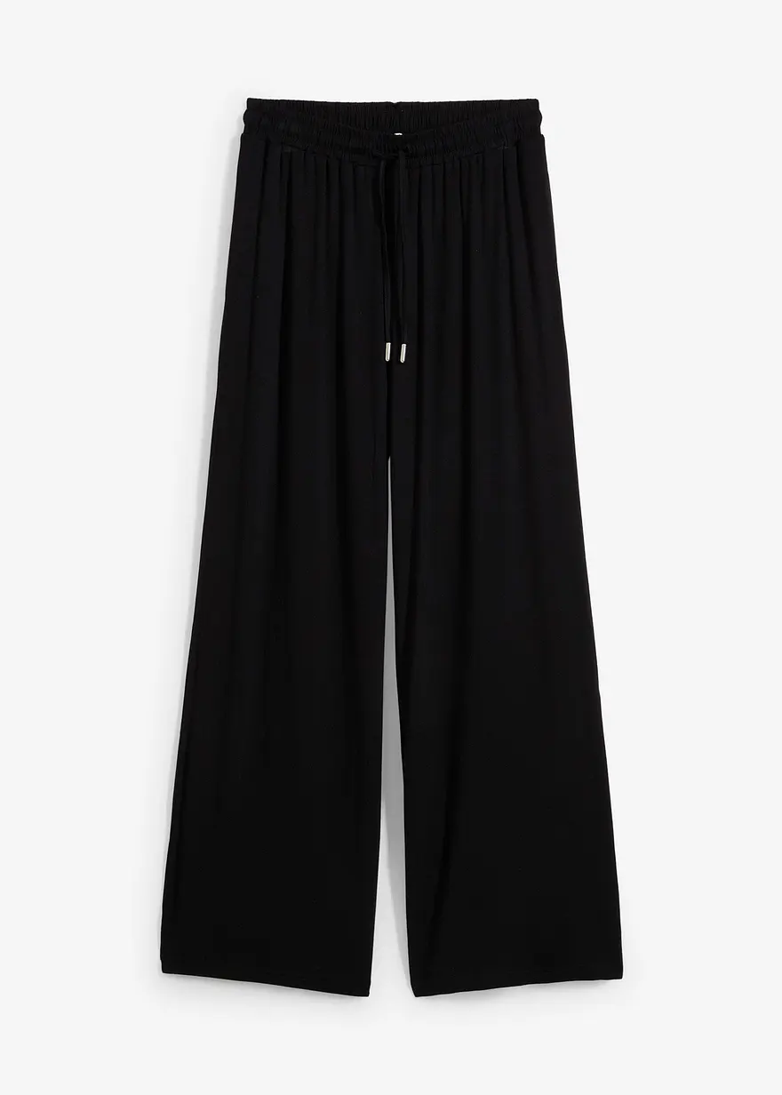 Jersey-Hose aus fließender Viskose in schwarz von vorne - bonprix