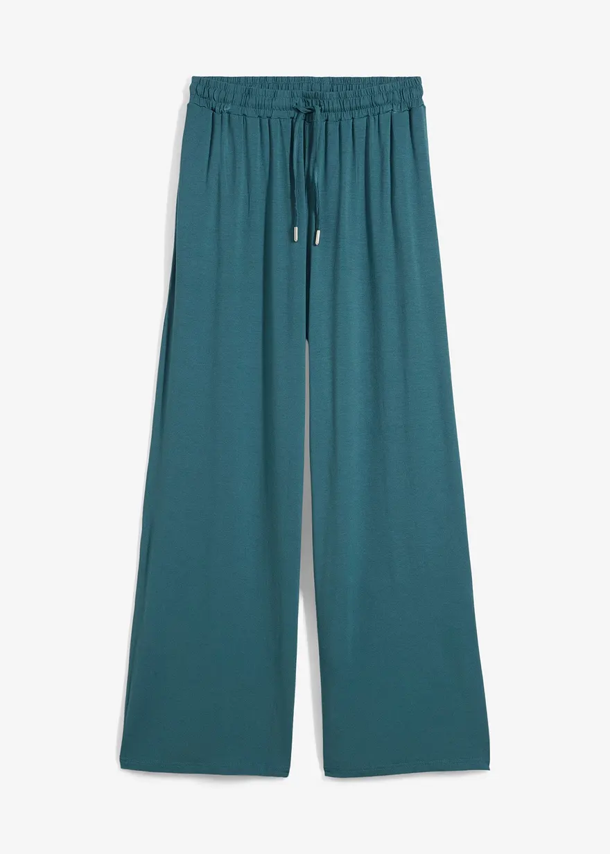 Jersey-Hose aus fließender Viskose in petrol von vorne - bonprix
