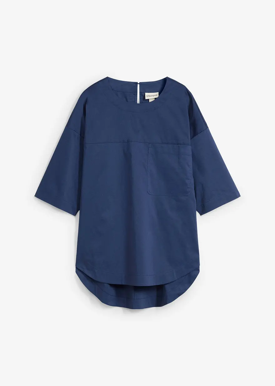 Oversized Blusenshirt in blau von vorne - bonprix