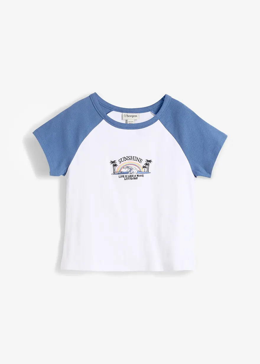 T-Shirt mit Raglanärmeln in weiß von vorne - bonprix