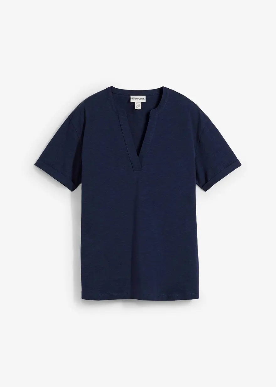 Shirt-Tunika aus reiner Bio-Baumwolle in blau von vorne - bonprix