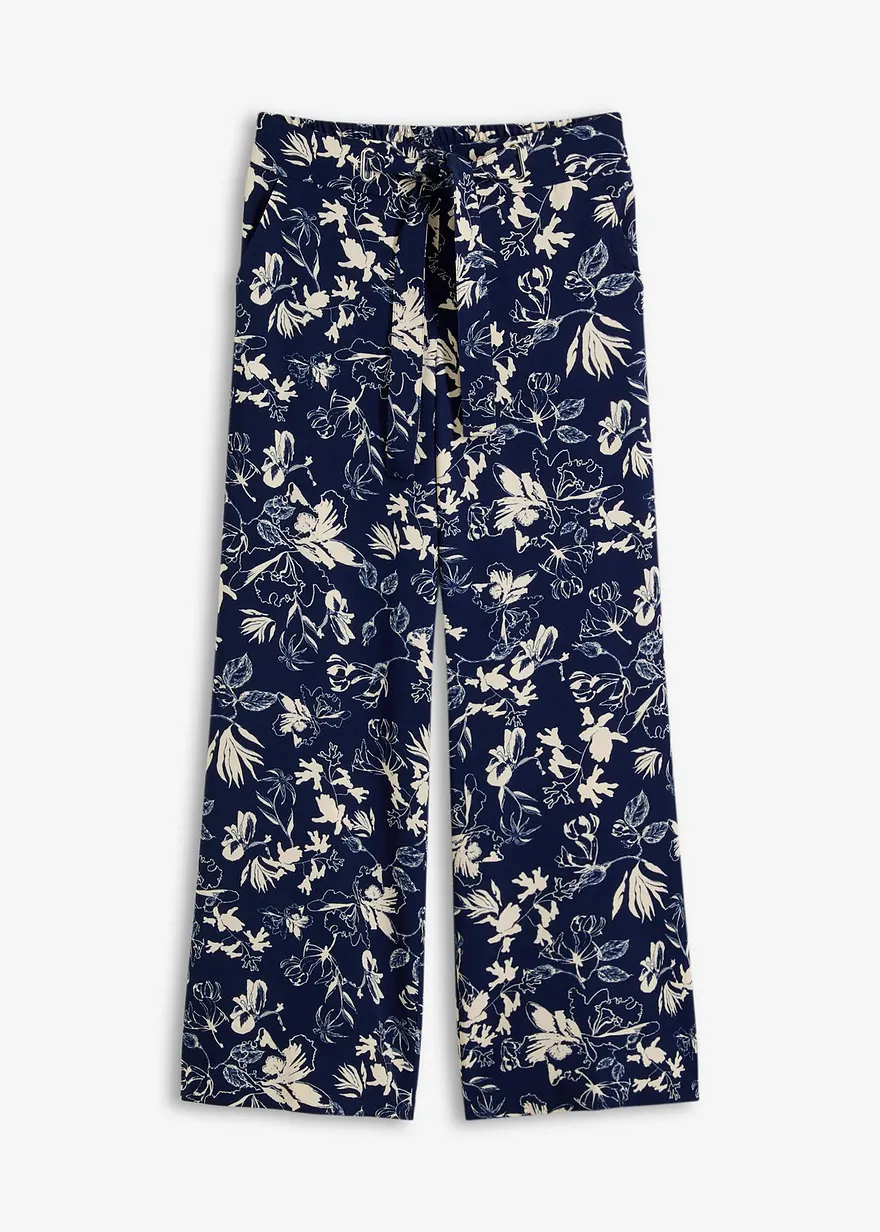Marlenehose mit Druck in blau von vorne - bonprix