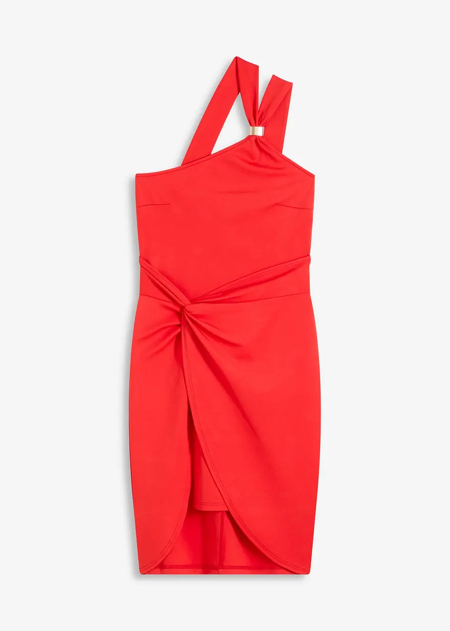 Figurbetontes Kleid mit Neckholder-Ausschnitt in rot von vorne - bonprix