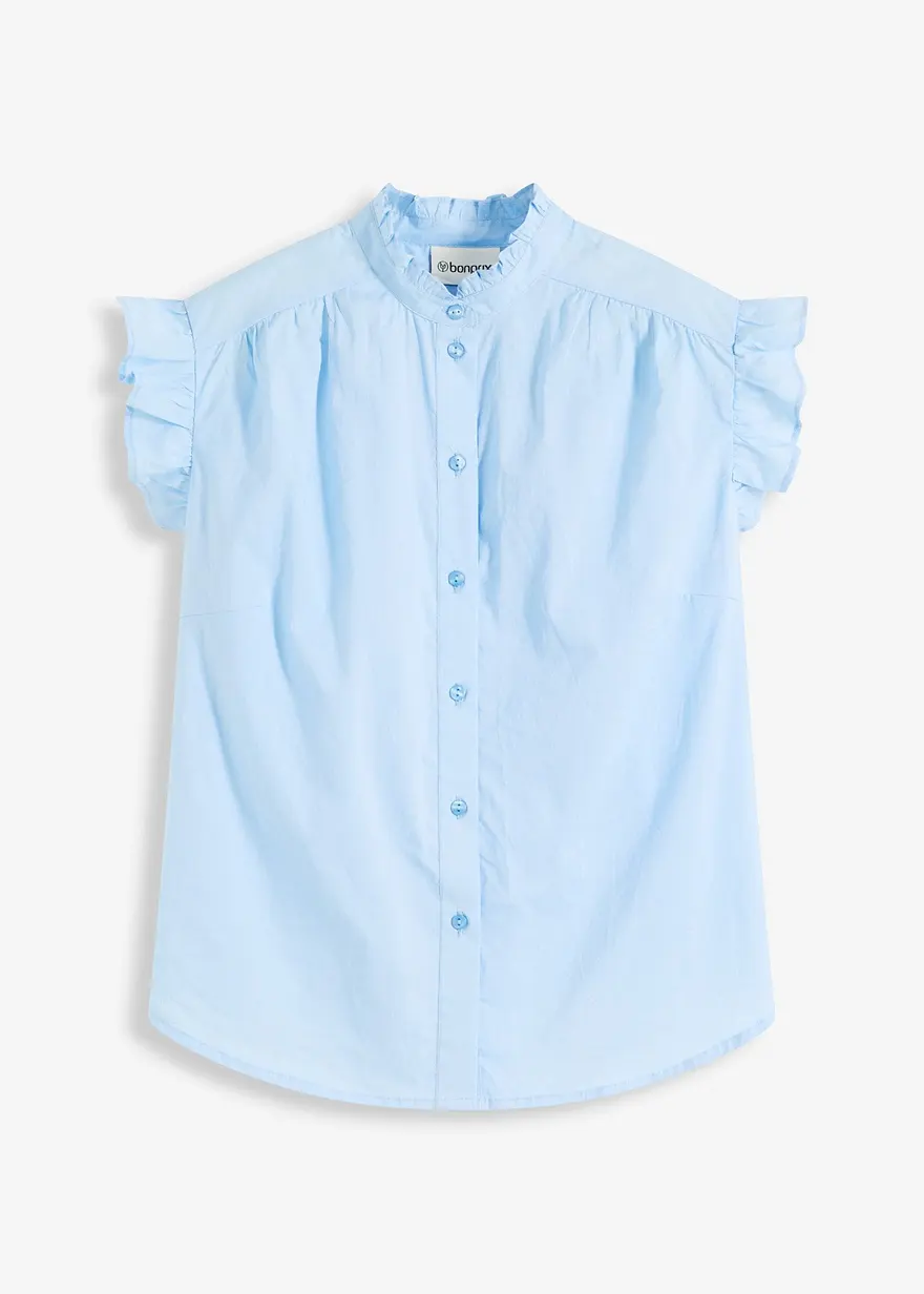 leichte Bluse ohne Arm in blau von vorne - bonprix