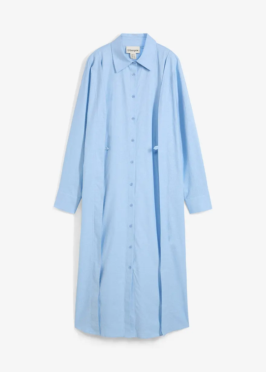 Oversize Hemdblusenkleid aus Viskose-Mix in blau von vorne - bonprix