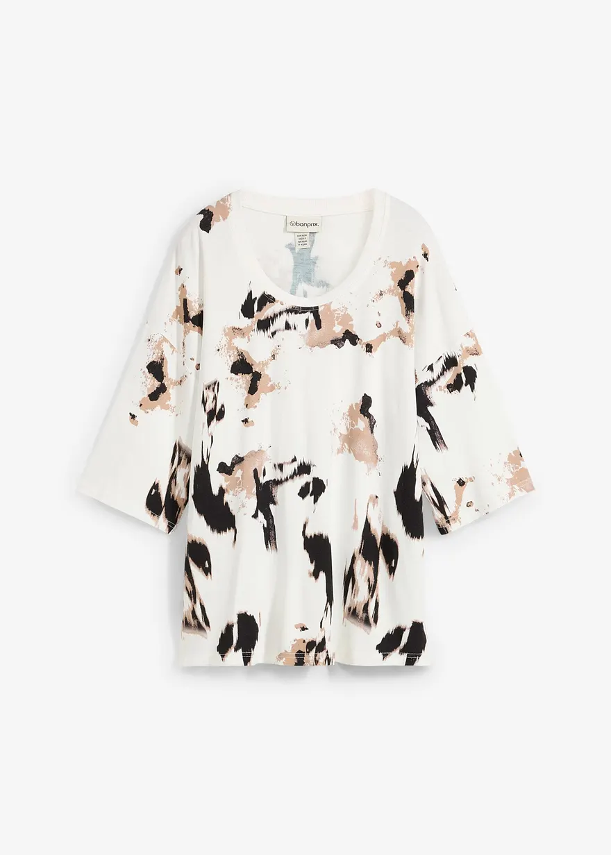 Oversize-Shirt aus feiner Viskose in weiß von vorne - bonprix