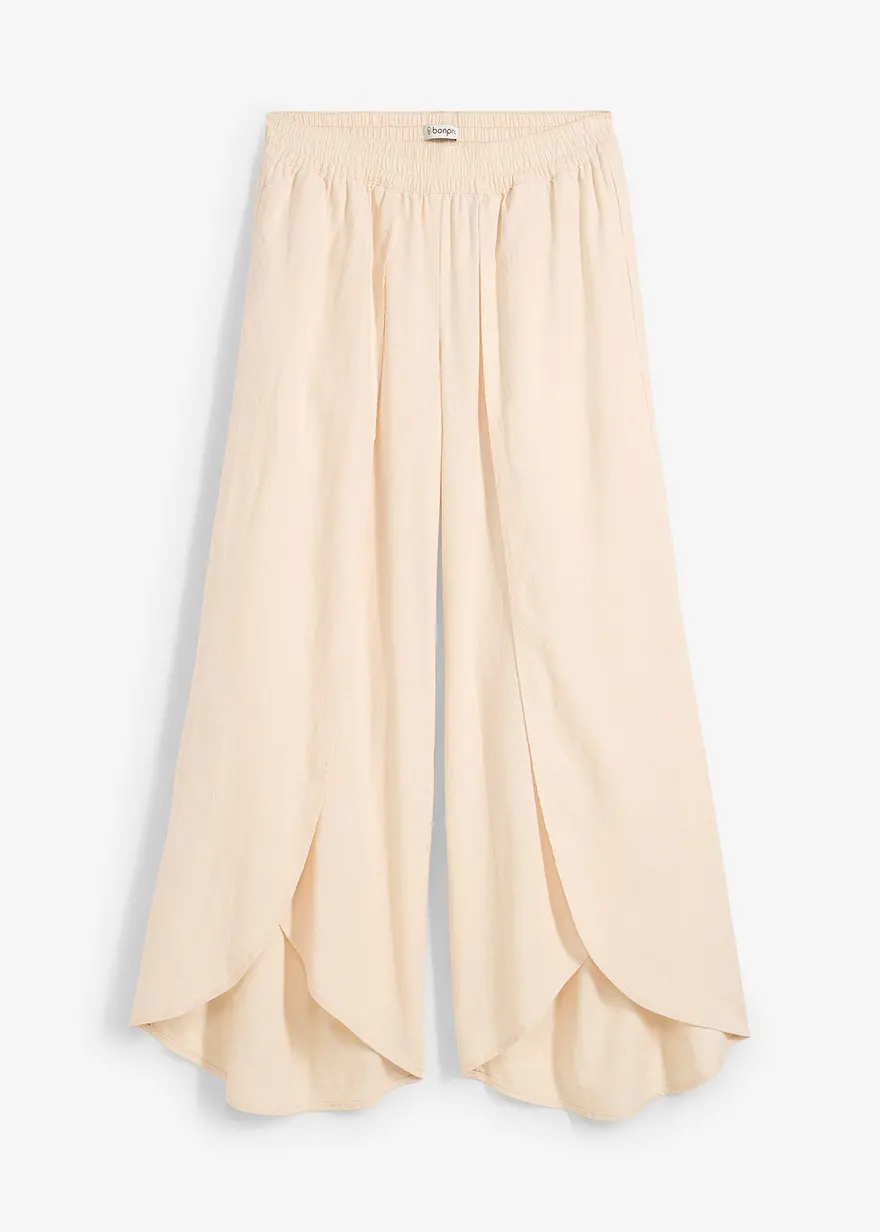 7/8-Hose aus leichtem Leinen-Mix in beige von vorne - bonprix