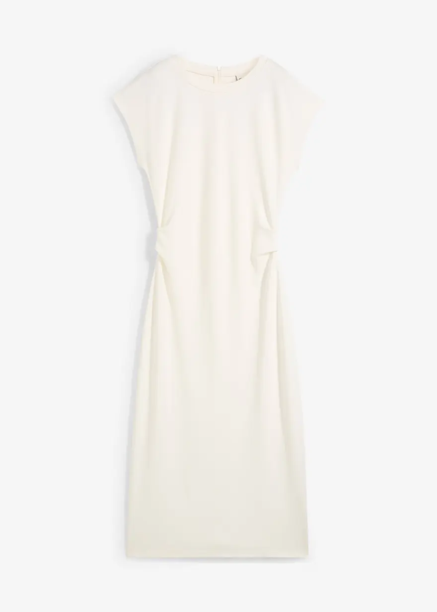 Midikleid aus softem Viskose-Mix in weiß von vorne - bonprix