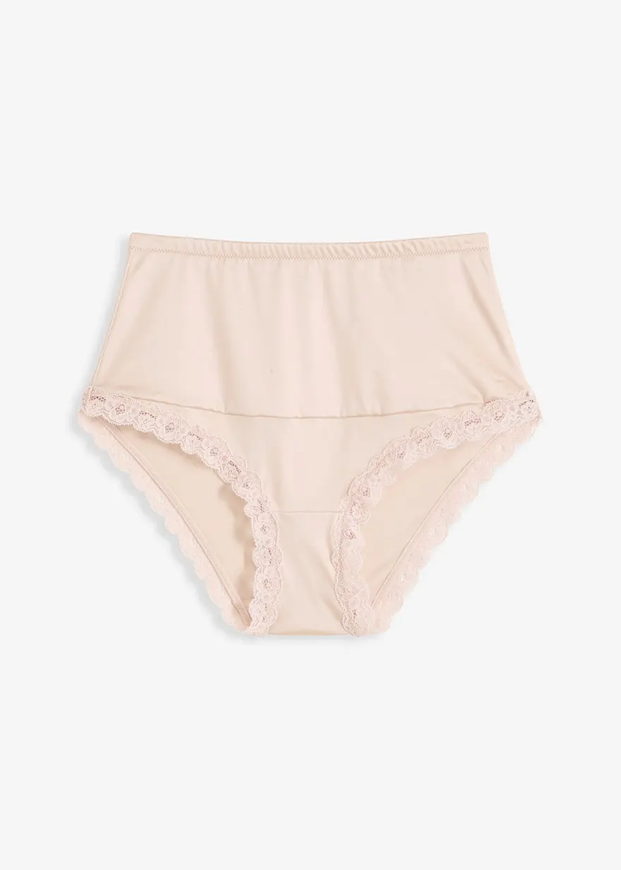 Highwaist Shape Panty mit Glanzeffekt und leichter Formkraft in beige von vorne - bonprix