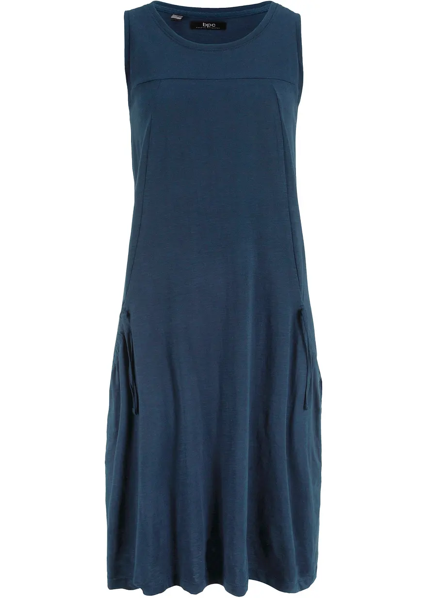Baumwoll-Jerseykleid mit Taschen in blau von vorne - bonprix
