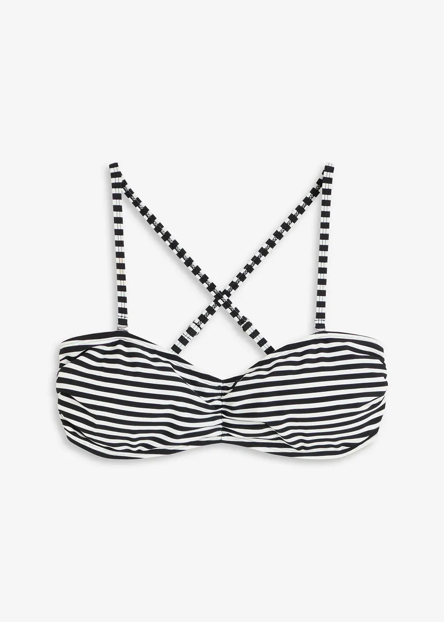 Bandeau Bikini Oberteil in schwarz von vorne - bonprix