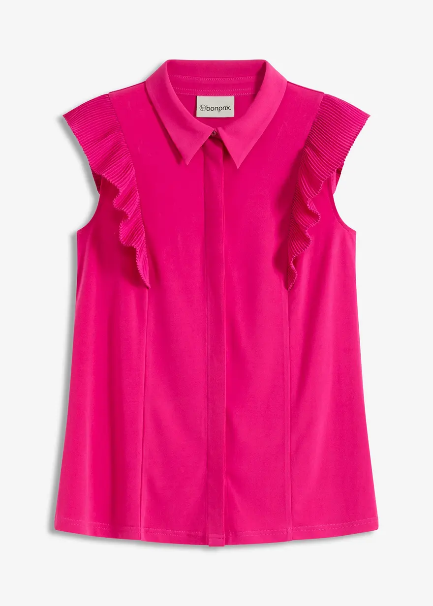 Shirtbluse mit Volants in pink von vorne - bonprix