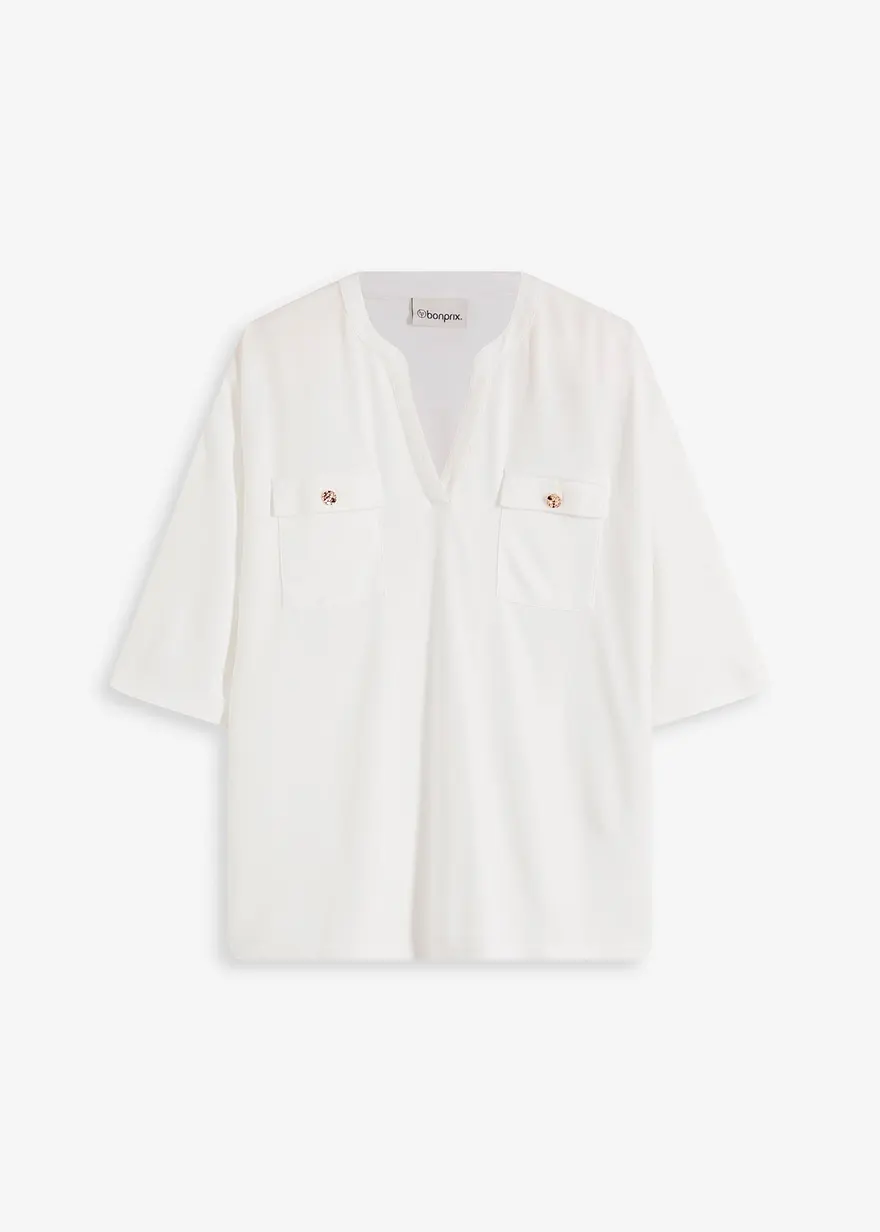Viskose Shirt-Tunika in weiß von vorne - bonprix