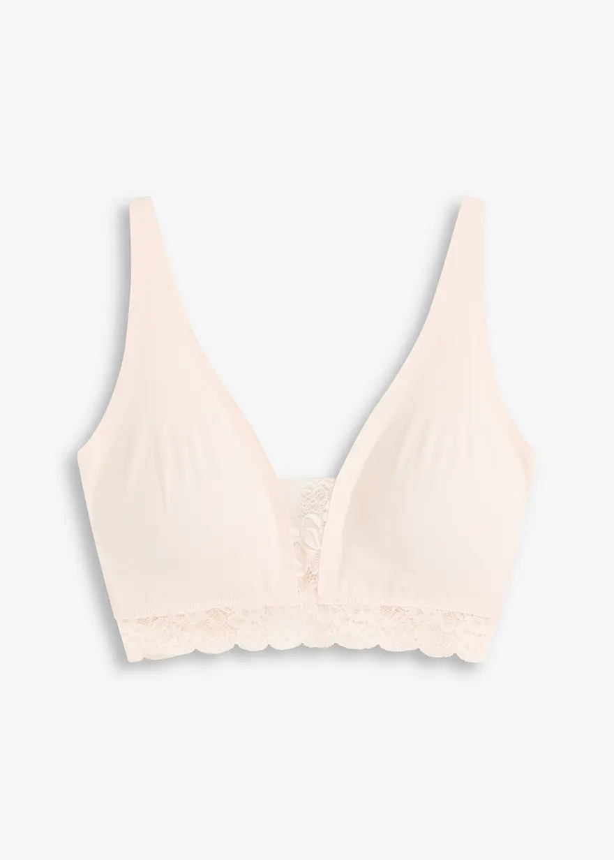 Wattiertes Feel Comfort Seamless Bralette in rosa von vorne - bonprix