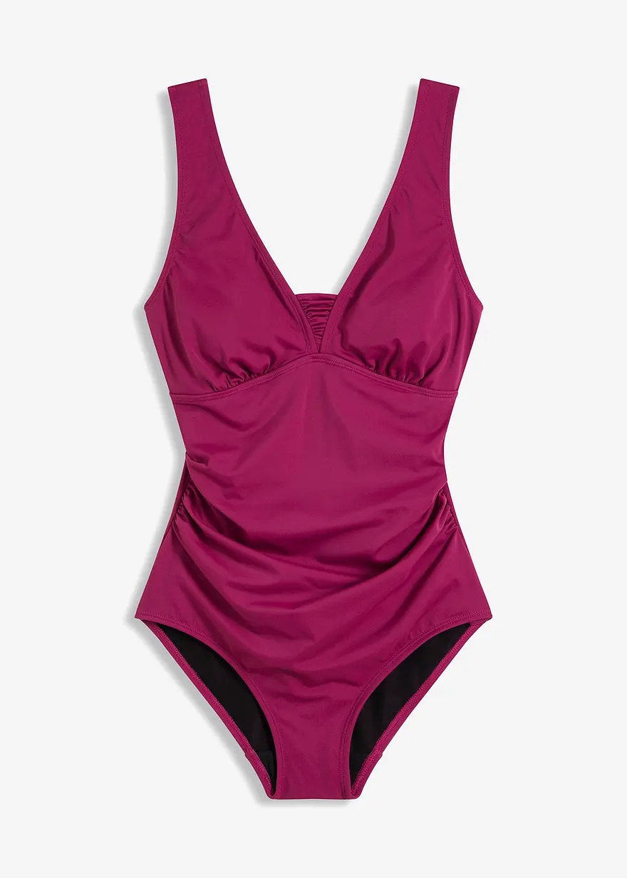 Medium Shape-Badeanzug mit breiten Trägern in lila von vorne - bonprix