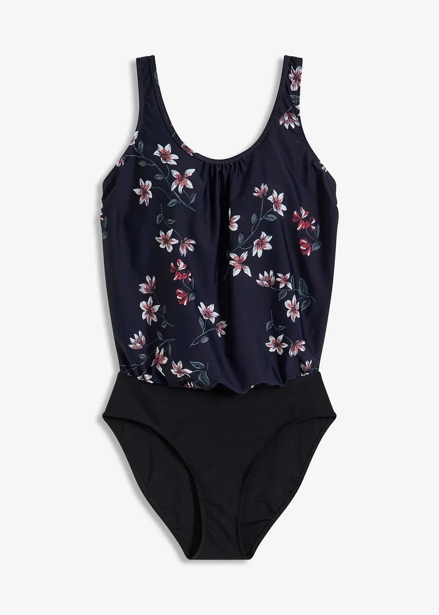 Badeanzug in Ballonform in blau von vorne - bonprix