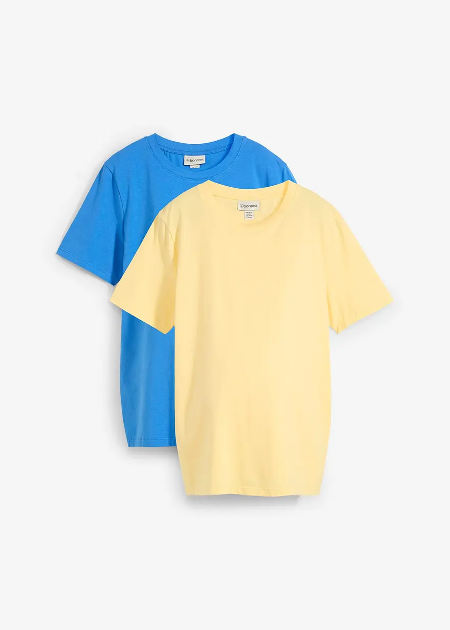 Umstandsshirts aus Bio-Baumwolle (2er Pack) in gelb von vorne - bonprix