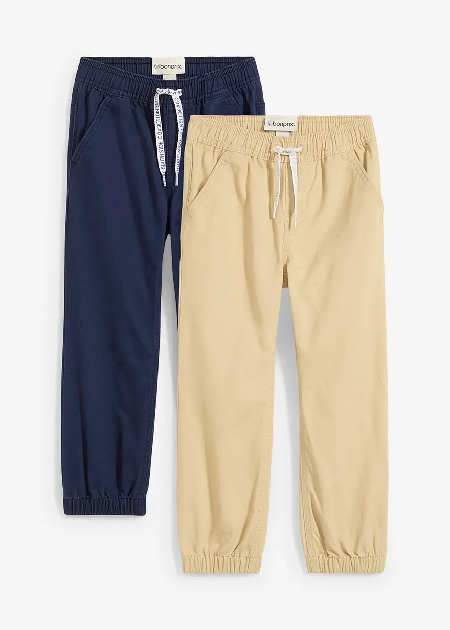 Schlupfhose aus reiner Baumwolle (2er Pack) in blau von vorne - bonprix