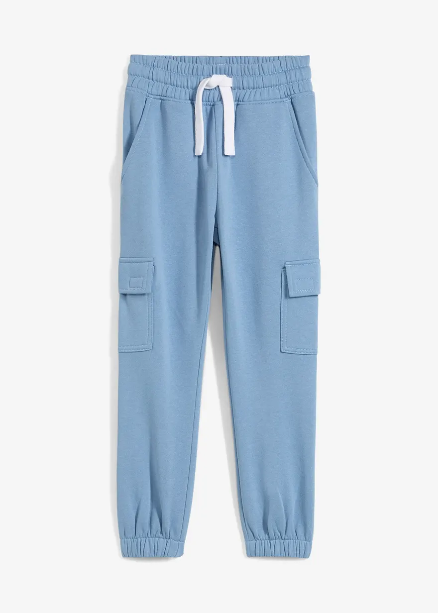 Jogginghose mit Cargotaschen in blau von vorne - bonprix
