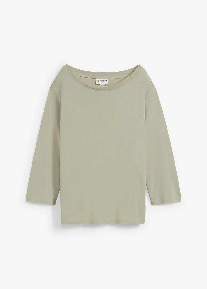 Off-Shoulder-Shirt aus softem Modal-Mix in grün von vorne - bonprix