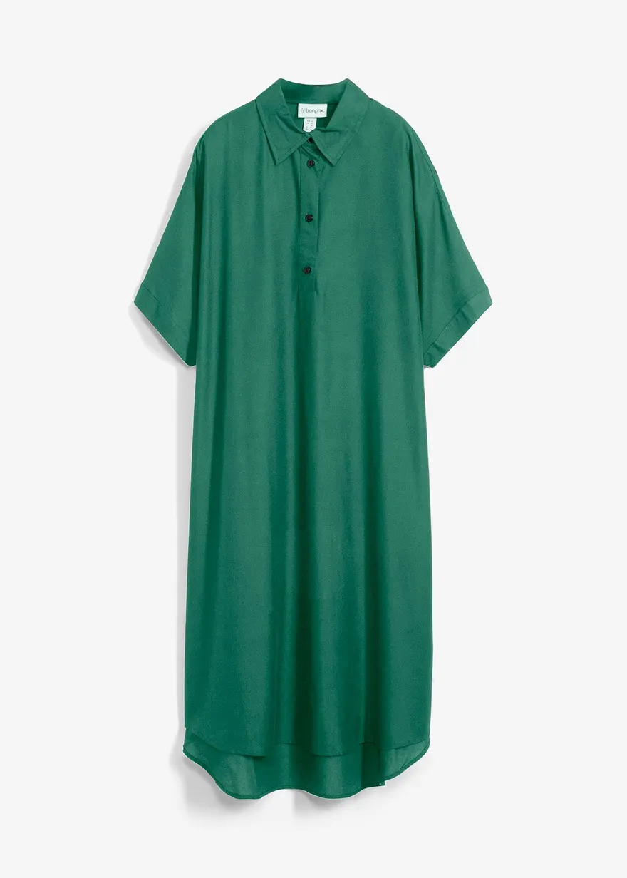 Blusenkleid aus feiner Viskose in grün von vorne - bonprix
