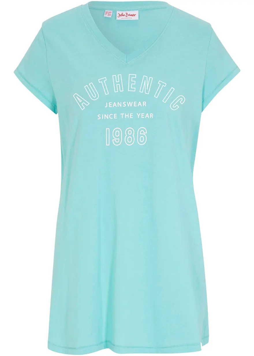 Longshirt aus reiner Bio-Baumwolle in grün von vorne - bonprix