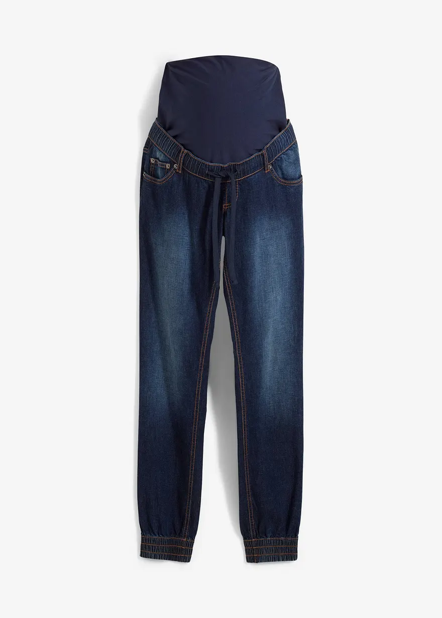 Umstands-Denimjogger aus Bio-Baumwolle in blau von vorne - bonprix