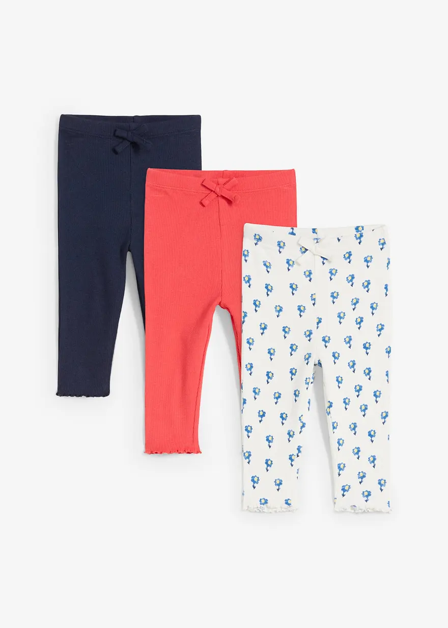Gerippte Leggings aus Bio-Baumwolle (3er Pack) in rot von vorne - bonprix