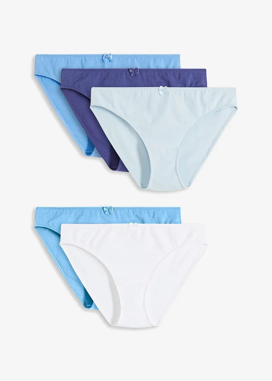 Slip mit Bio-Baumwolle (5er Pack) in blau von vorne - bonprix