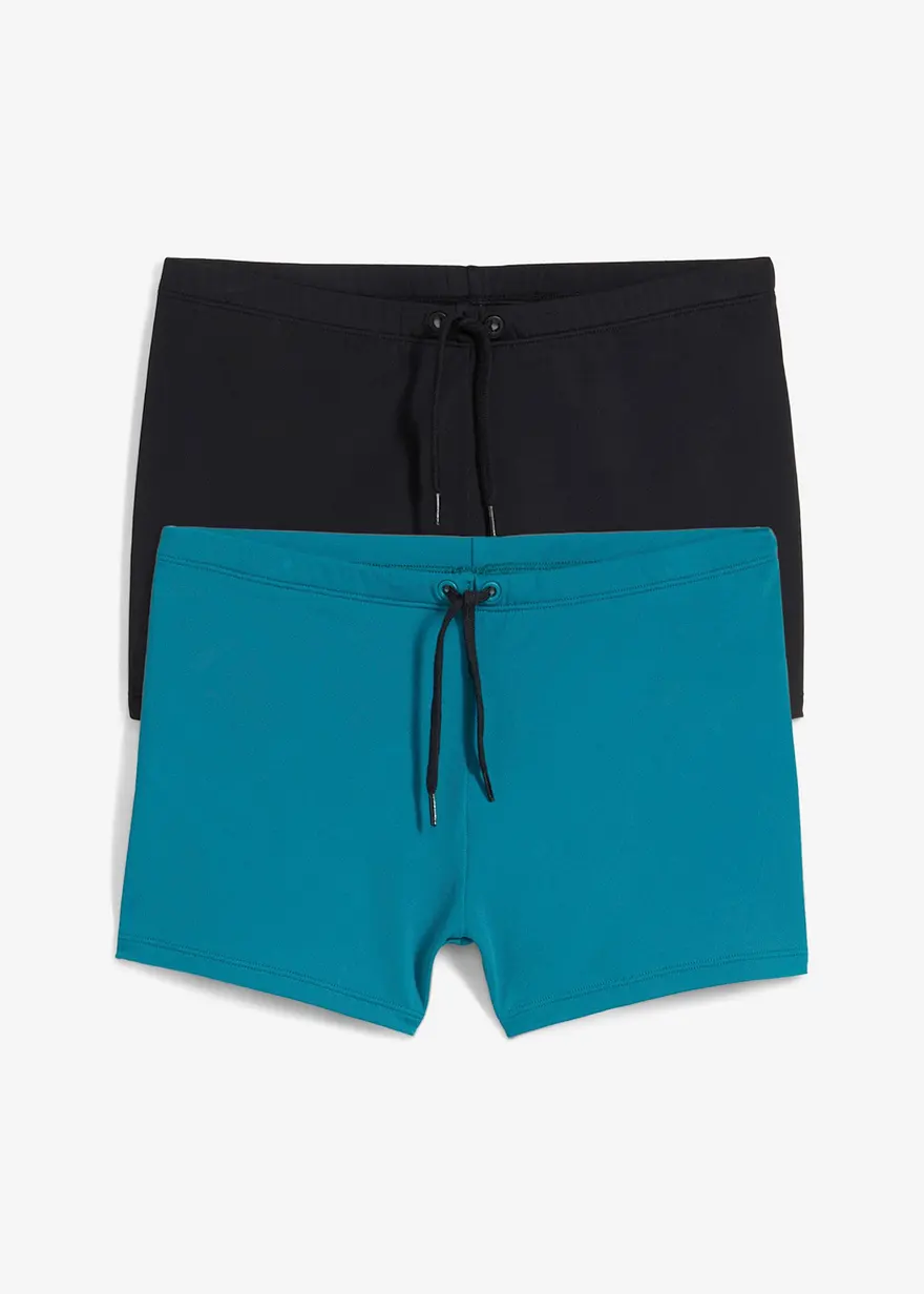 Badehose (2er Pack) in schwarz von vorne - bonprix