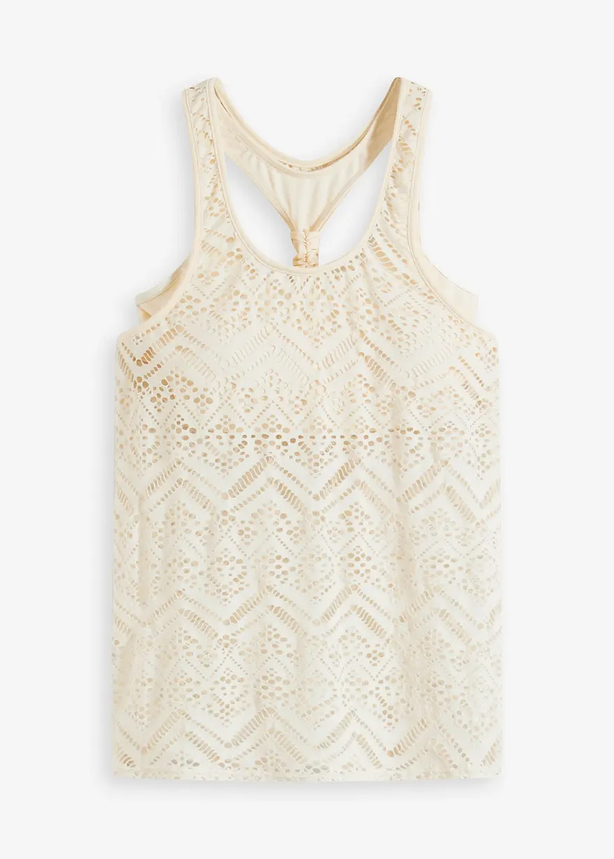 Tankini (2-tlg. Set) aus Spitze in weiß von vorne - bonprix