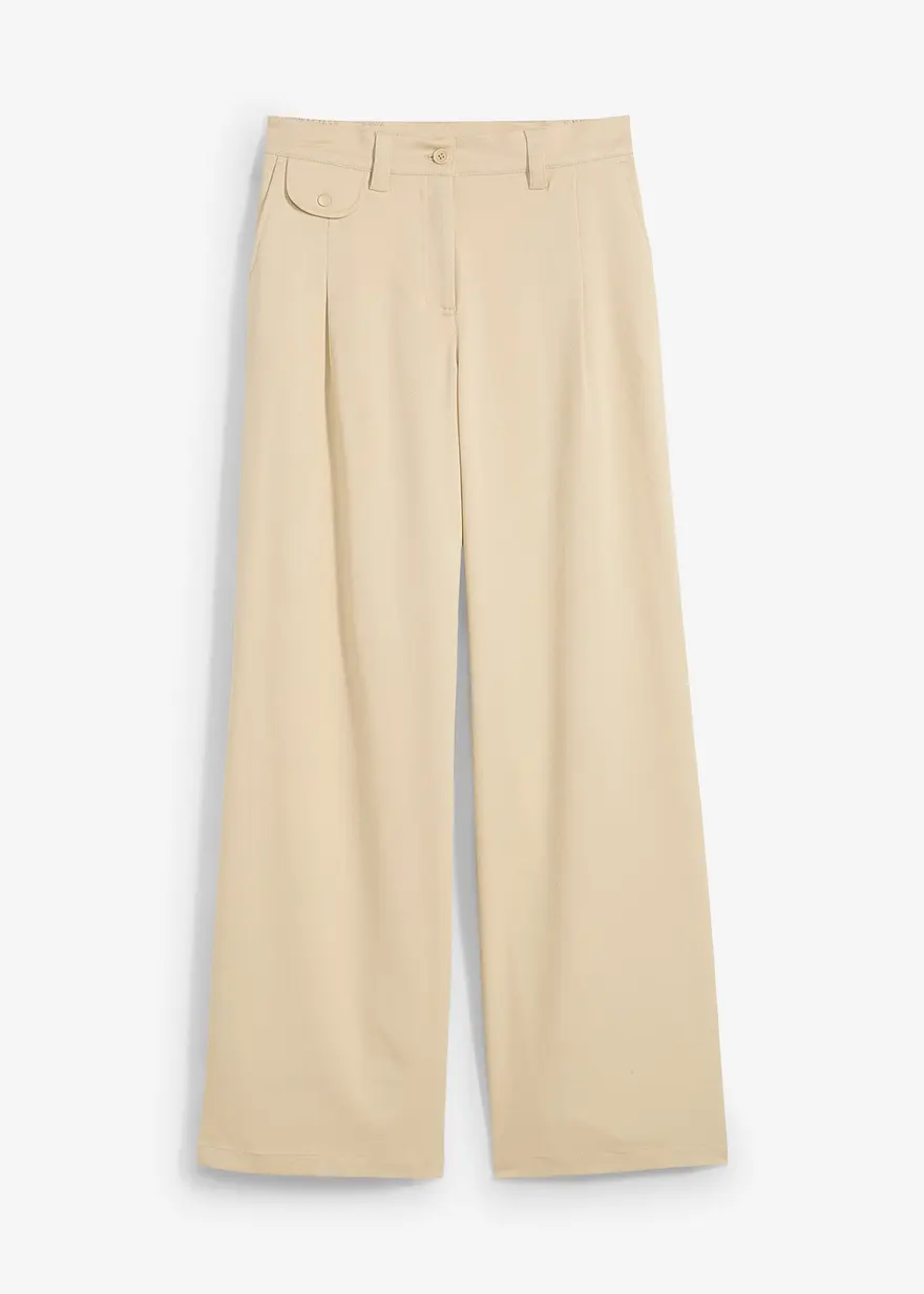 Weite Marlenehose in beige von vorne - bonprix