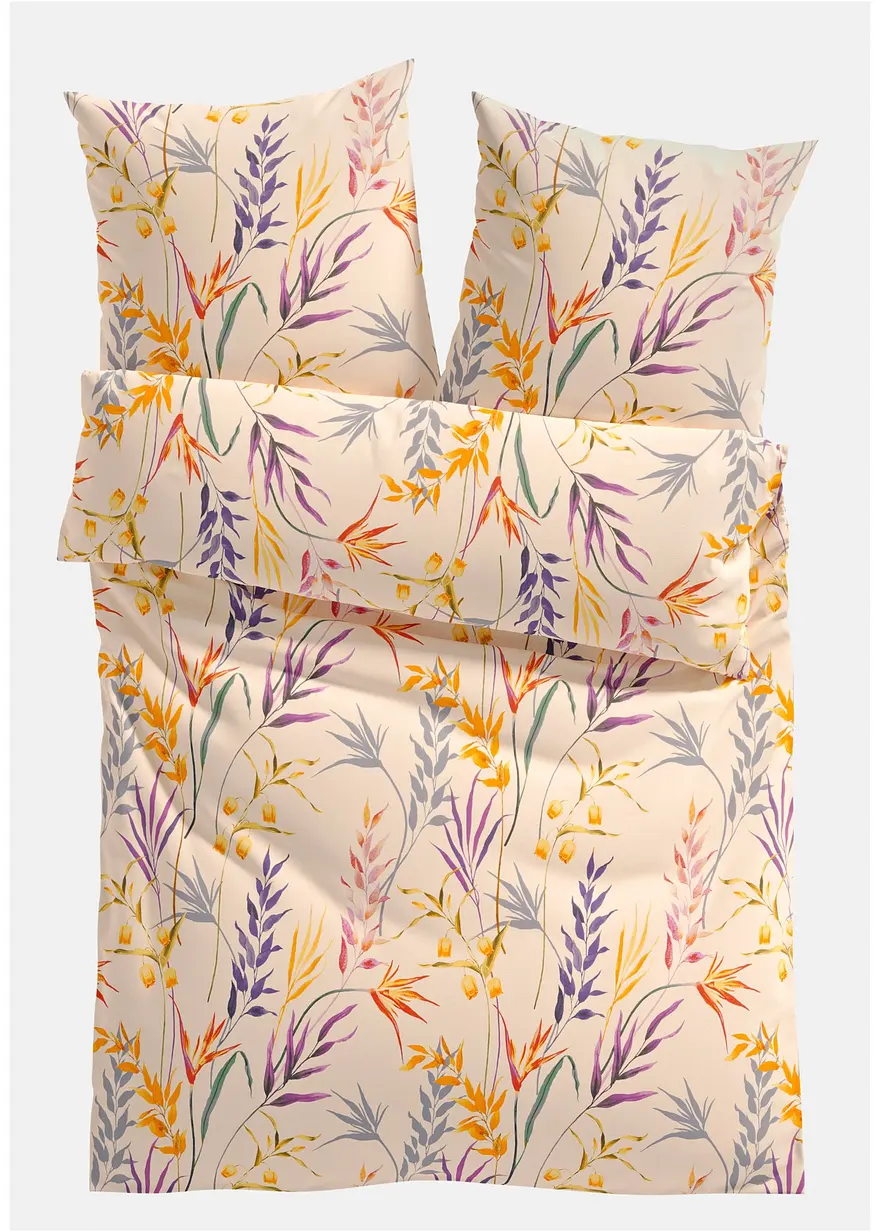 Bettwäsche mit floralem Design in beige von vorne - bonprix
