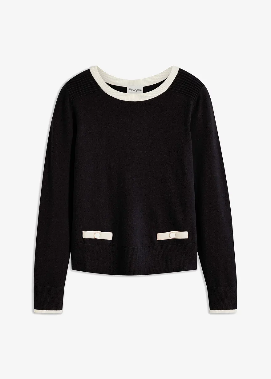 Feinstrickpullover in schwarz von vorne - bonprix