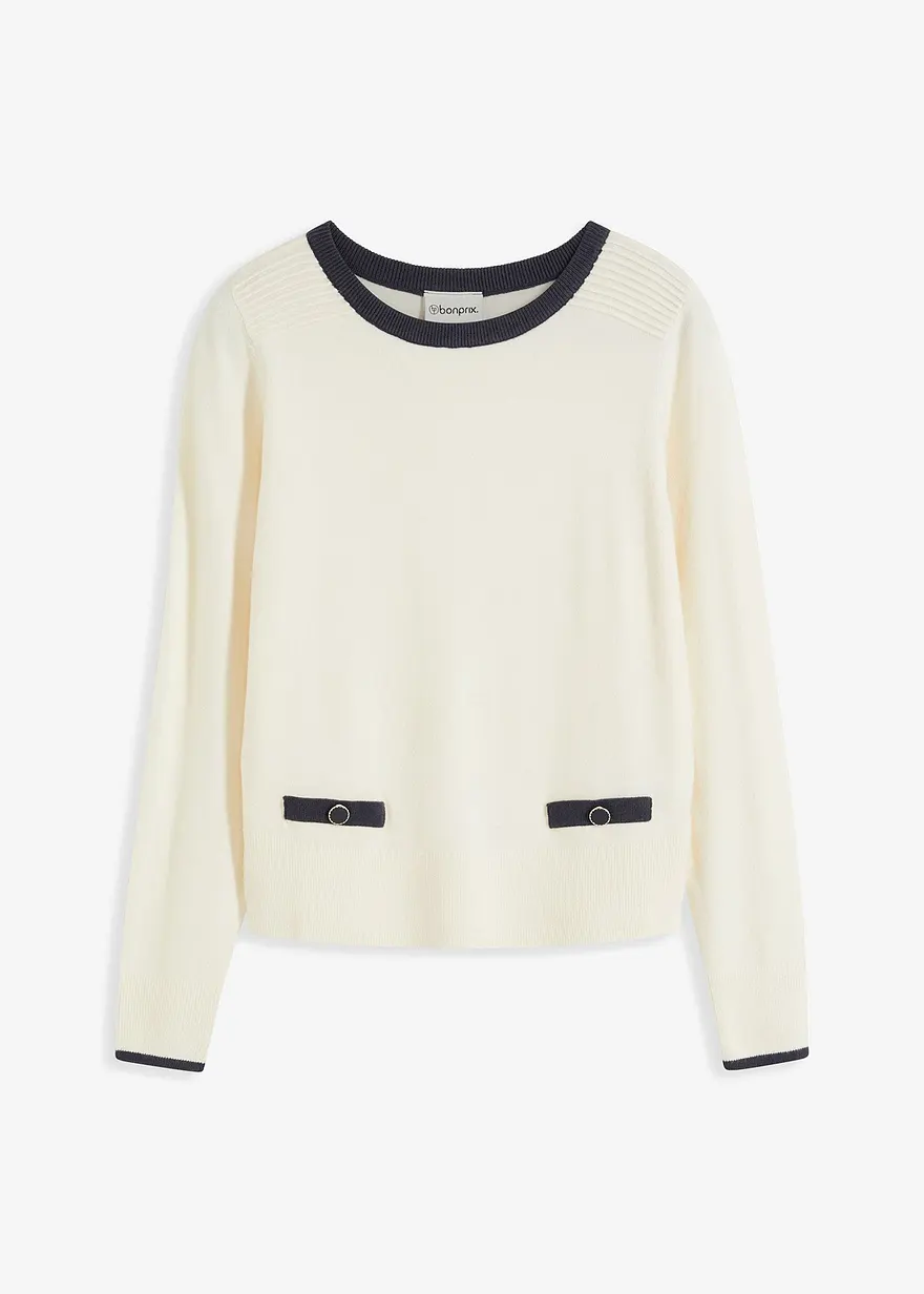 Feinstrickpullover in beige von vorne - bonprix