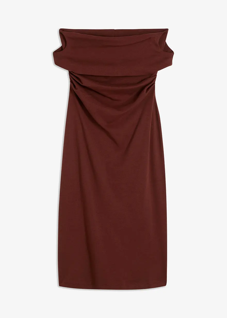 Carmen-Midikleid in braun von vorne - bonprix