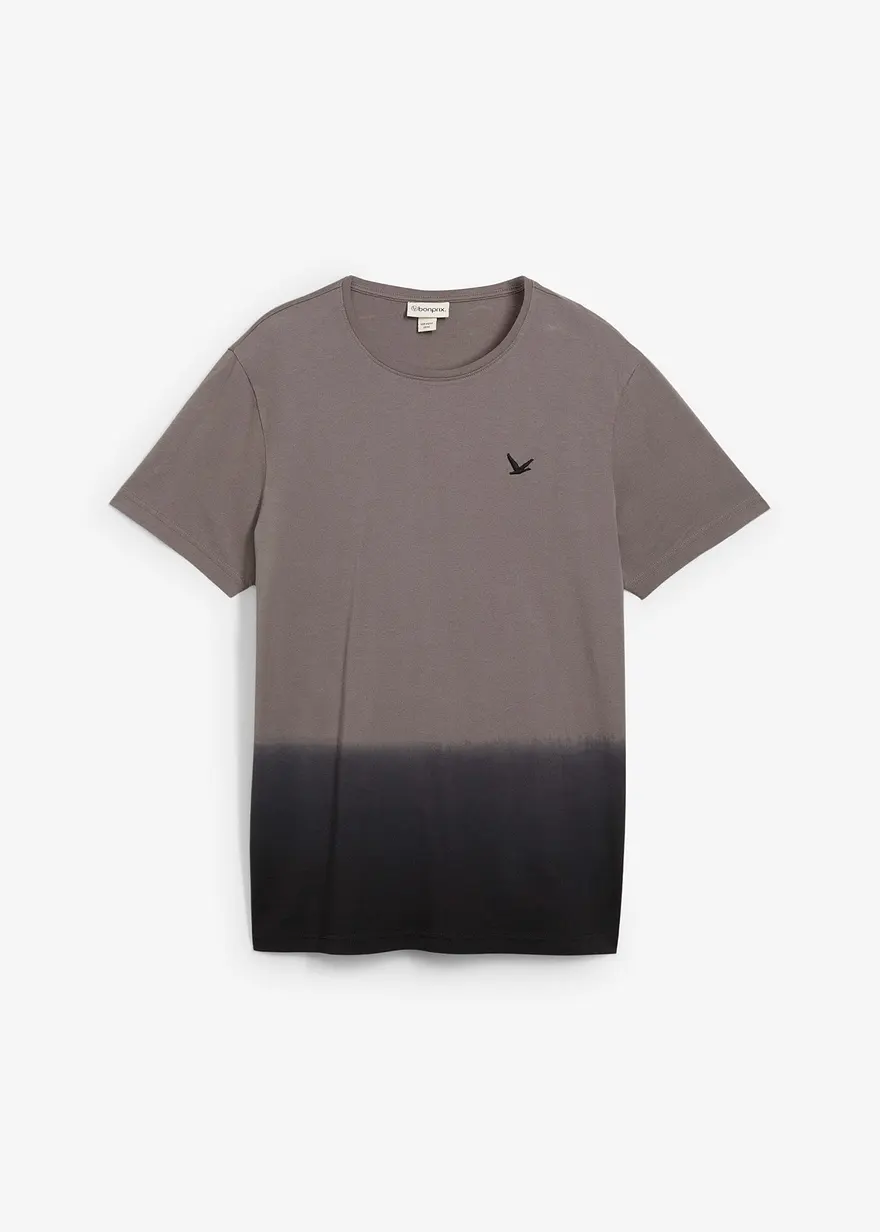 T-Shirt aus reiner Baumwolle in grau von vorne - bonprix