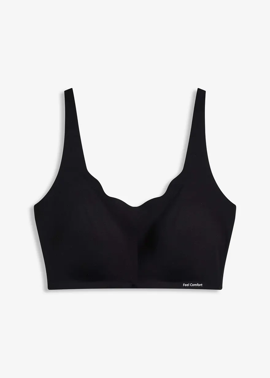 ​​​​Wattierter Feel Comfort Lasercut T-Shirt BH ohne Bügel in schwarz von vorne - bonprix