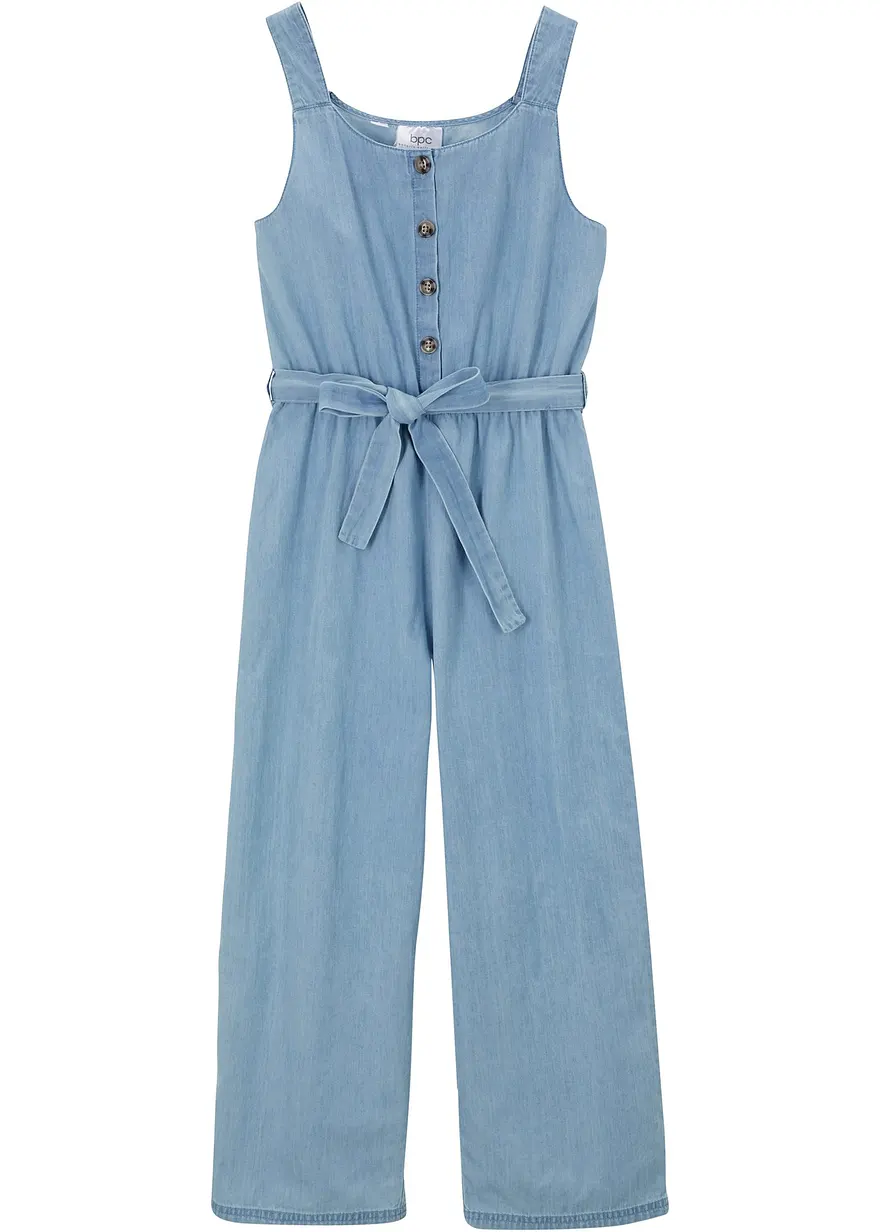 Jeans-Jumpsuit aus reiner Baumwolle in blau von vorne - bonprix