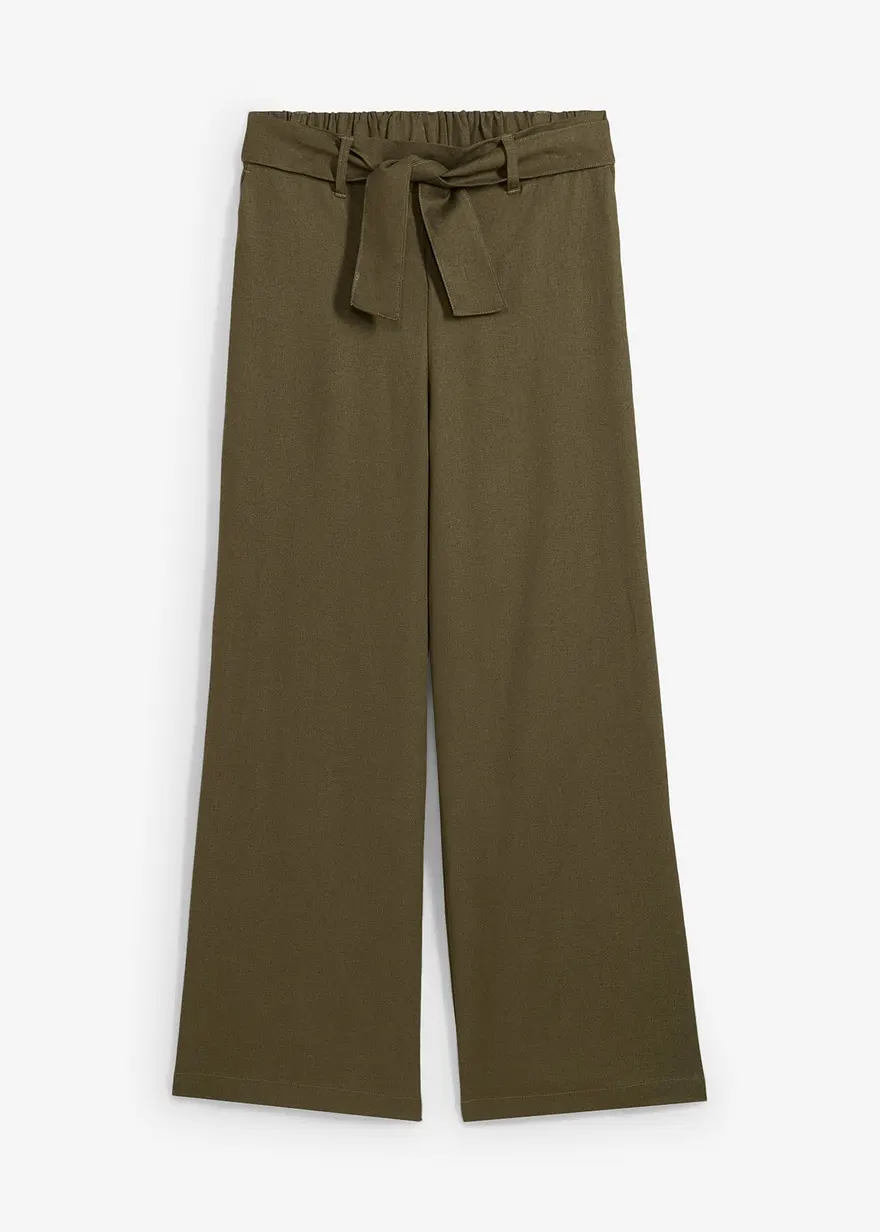 Culotte aus luftigem Leinen-Mix in grün von vorne - bonprix