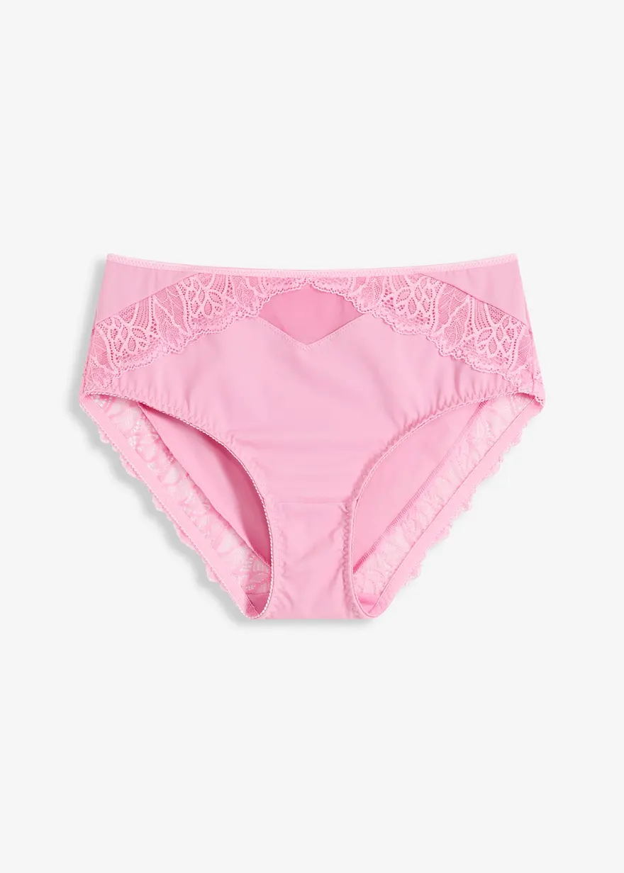 Maxislip mit zarter Spitze in rosa von vorne - bonprix