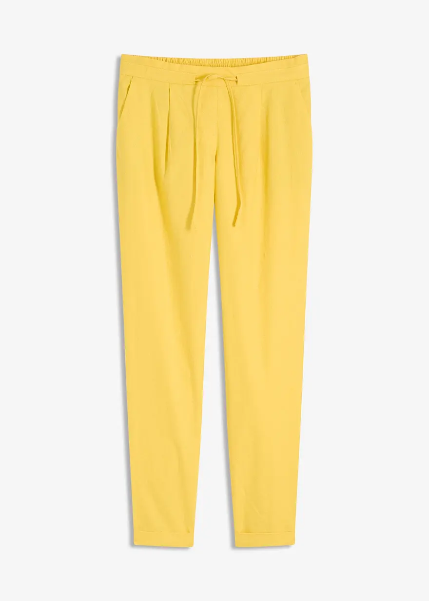 Leinenhose in gelb von vorne - bonprix