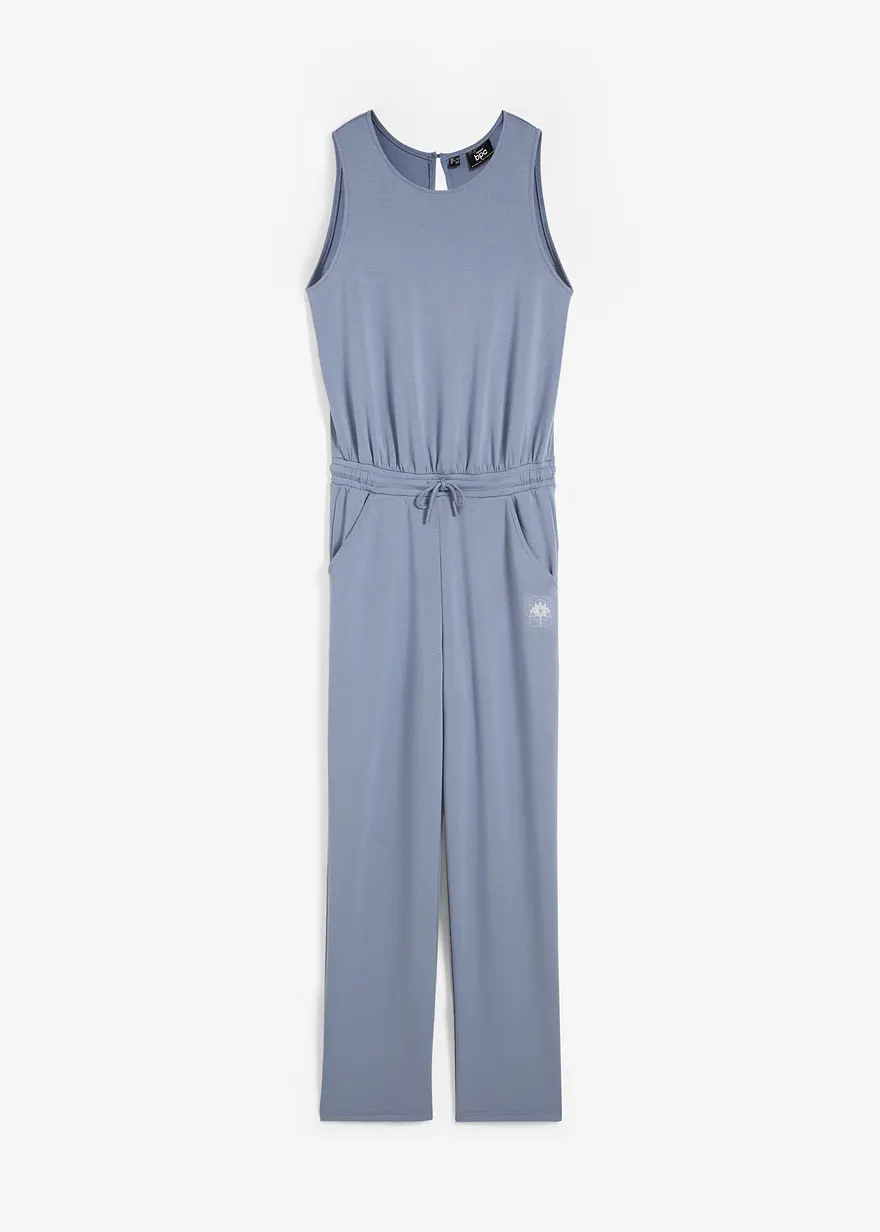 Ultasofter Scuba Sport-Jumpsuit, weites Bein, schnelltrocknend in blau von vorne - bonprix