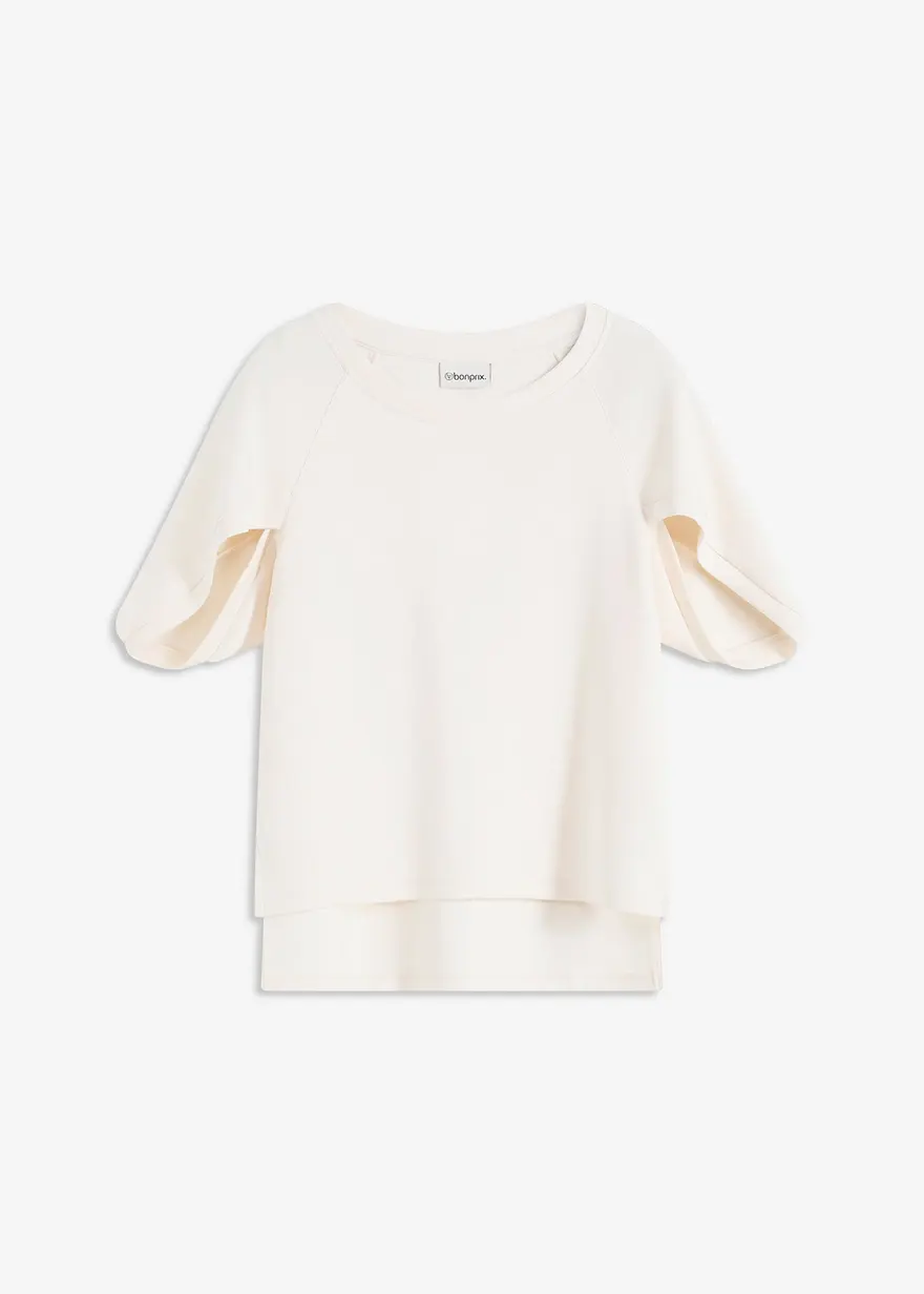 Oversize-Shirt aus fließendem Viskose-Mix in beige von vorne - bonprix