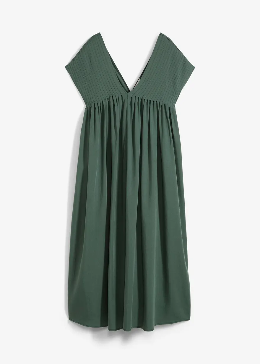 Kaftan-Kleid aus fließendem Lyocell in grün von vorne - bonprix