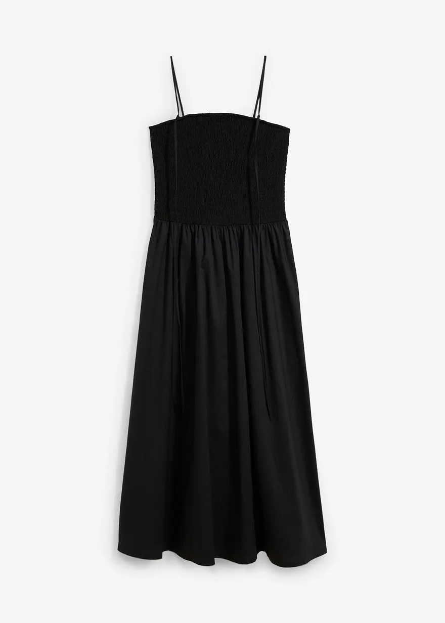 Midikleid mit Trägervariante in schwarz von vorne - bonprix