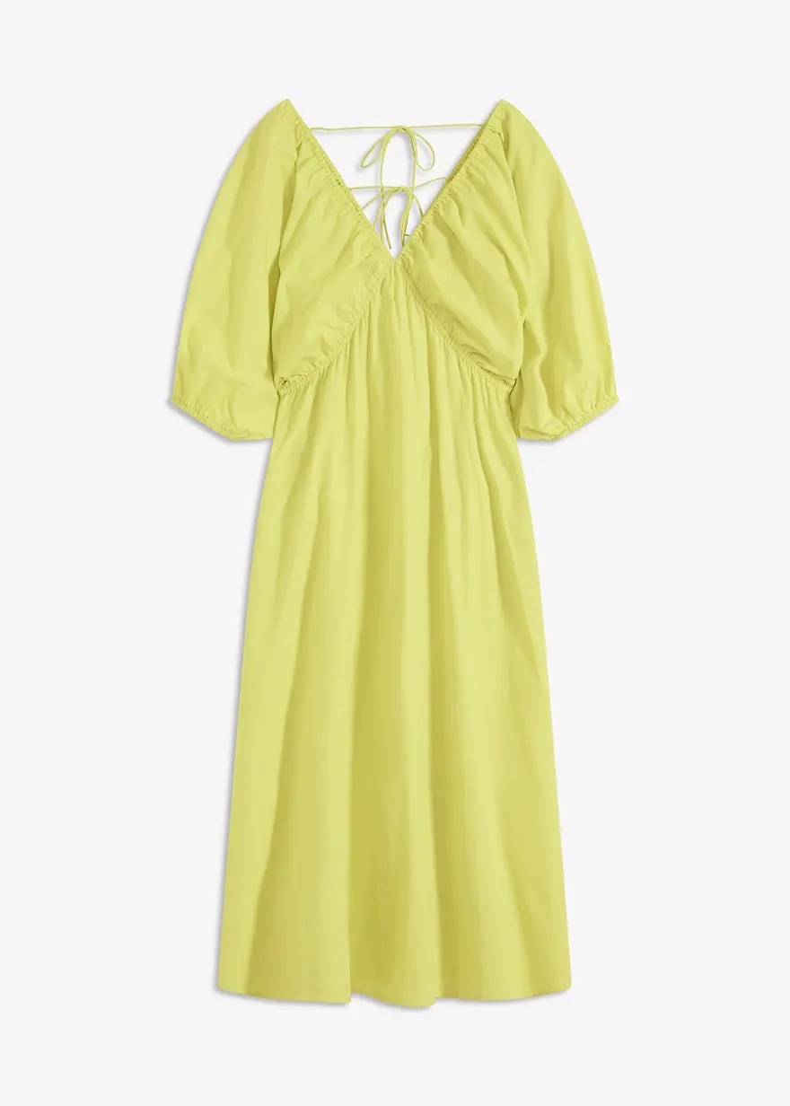 Maxikleid aus reiner Bio-Baumwolle in gelb von vorne - bonprix