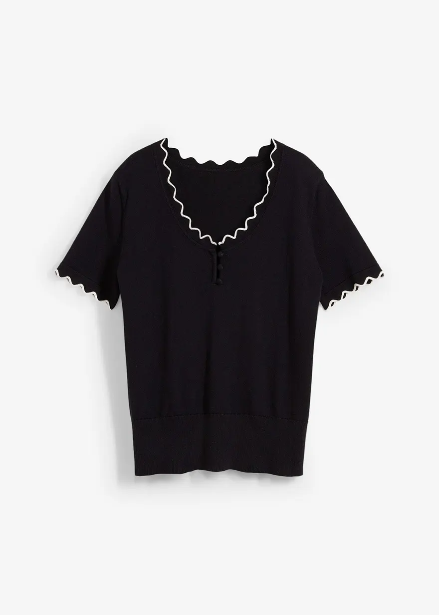 Pullover mit Seidenanteil in schwarz von vorne - bonprix