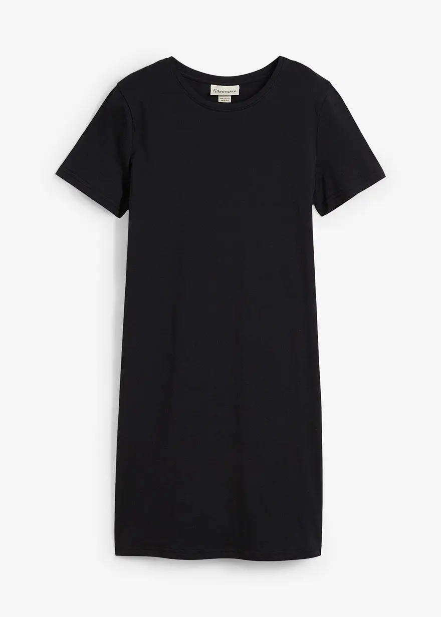 Jerseykleid aus reiner Bio-Baumwolle in schwarz von vorne - bonprix