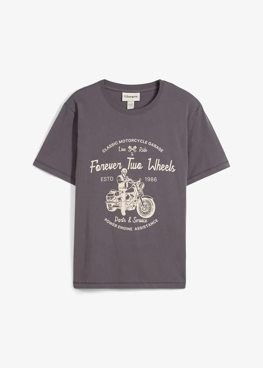T-Shirt aus reiner Bio-Baumwolle in grau von vorne - bonprix